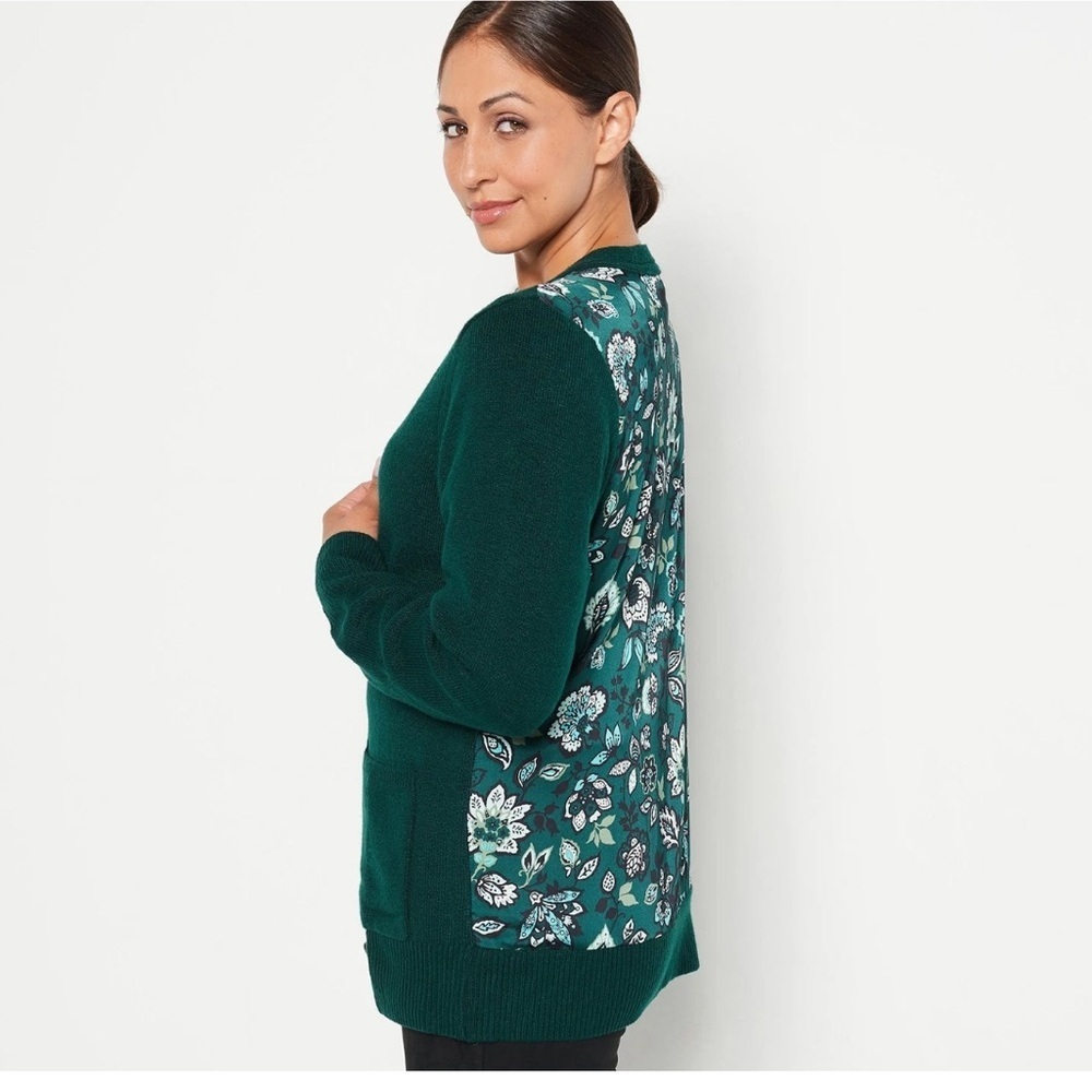 J by Jason Wuu emerald green floral back cardigan